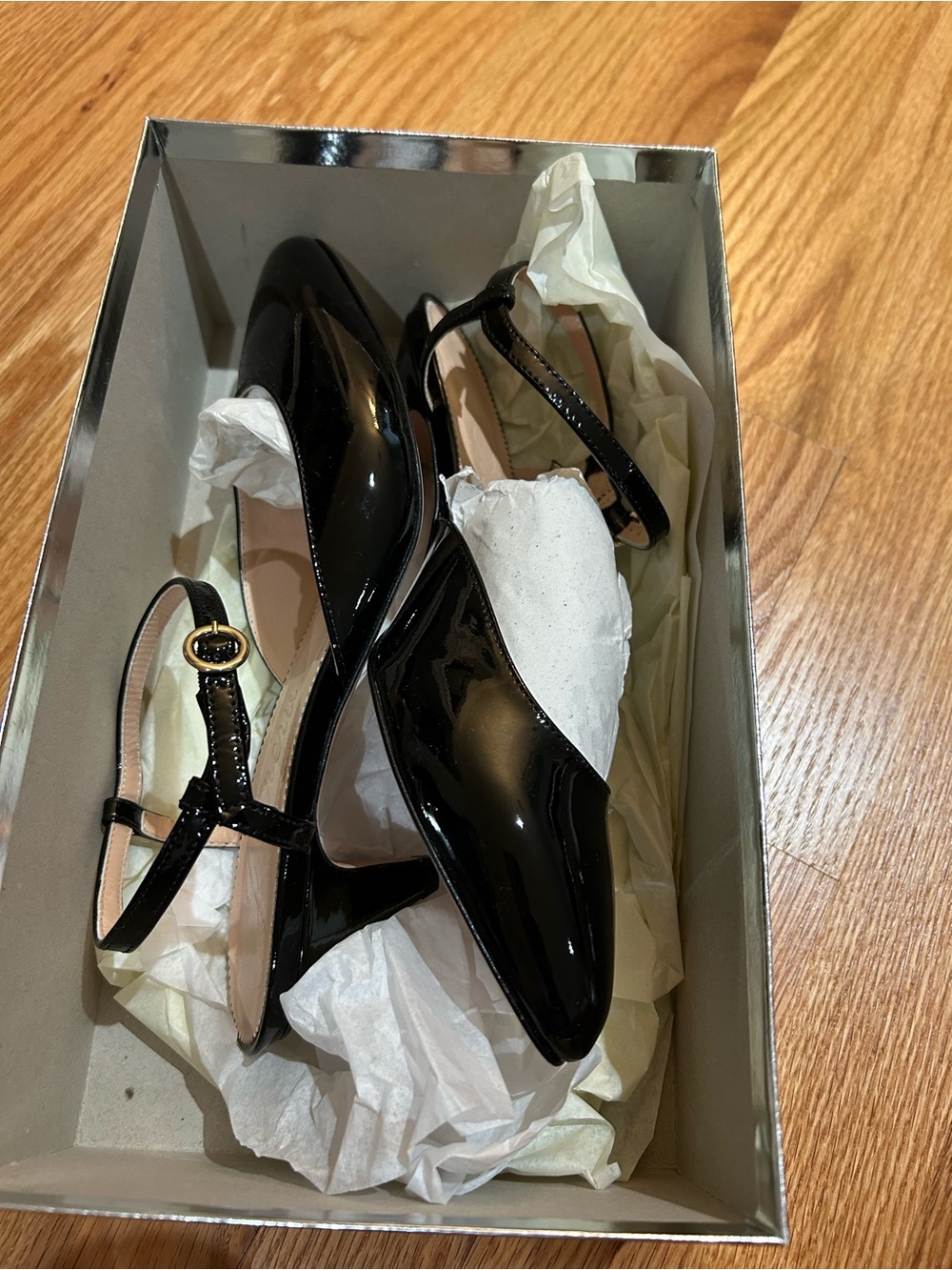 NEW J. Crew Black Patent Slingback Kitten Heels 8.5 (39 European)